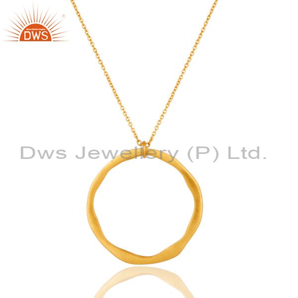 Exporter Traditional Handmade 18k Gold Plated Simple Fashion Round Brass Chain Pendant