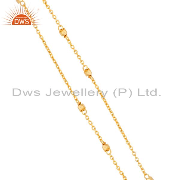Exporter Traditional Handmade 18K Gold Plated Wide Round Cut Brass Chain Pendant Necklace