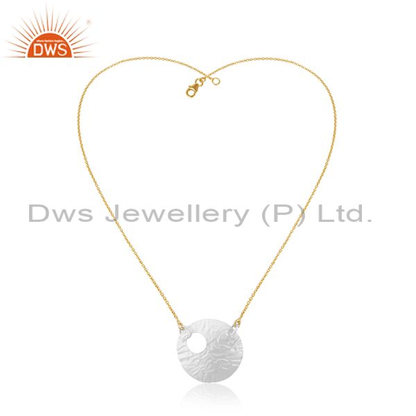 Exporter 14K Gold Plated & Silver Plated Handmade Round Disc Style Brass Chain Pendant