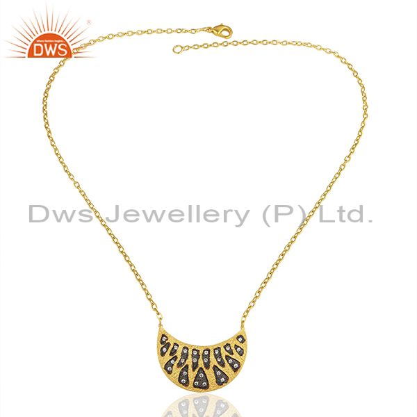 Exporter Designer Gold Plated Brass Fashion CZ Gemstone Chain Necklace jewelry
