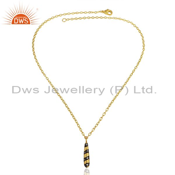 Exporter Bullet Design Gold Plated Brass Fashion Cz Gemstone Pendant Supplier