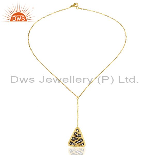 Exporter Handcrafted Brass Gold Plated Fashion White Zircon Pendant Supplier