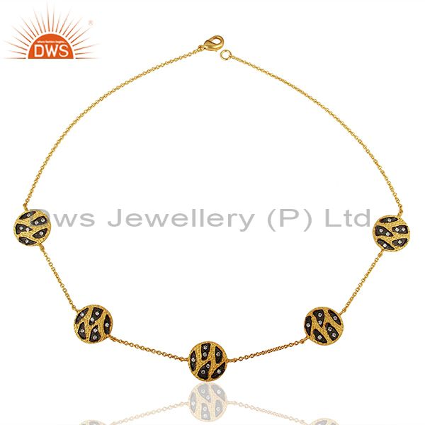 Exporter Handamde Brass Gold Plated Fashion Cubic Zircon Necklace Manufacturer