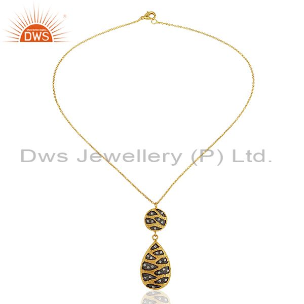 Exporter Traditional Gold Plated Brass Fashion Cz Gemstone Pendant Wholesale