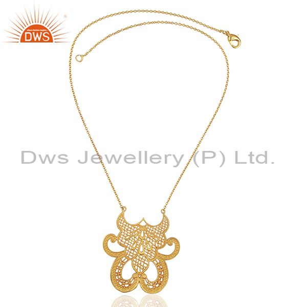Exporter Gold Plated Brass Filigree Design Wedding Wear Necklace Jewelry