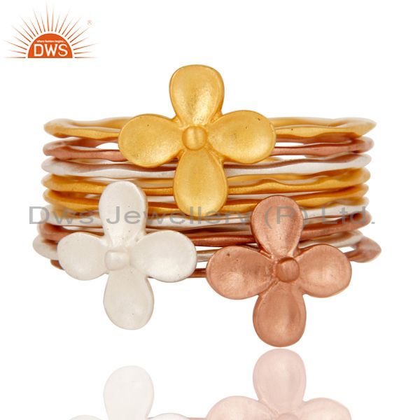 Exporter 18K Gold, Rose, Silver Plated Handmade Eight Set Of Brass Stackable Ring