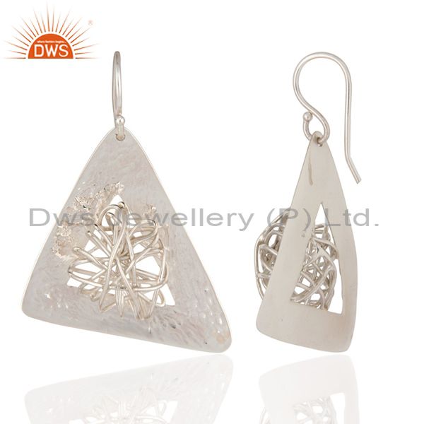 Exporter Handcrafted Sterling Silver Wire Mesh Dangle Designer Earrings
