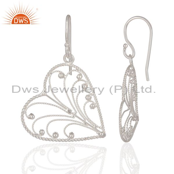 Exporter Indian Artisan Handcrafted 925 Sterling Silver Twisted Wire Heart Design Earring