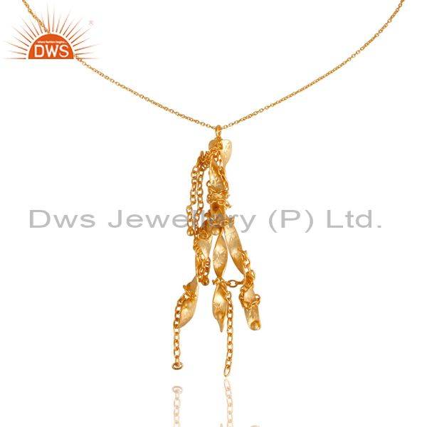 Exporter Unique Handmade 24k Yellow Gold Plated 925 Sterling Silver Designer Pendant