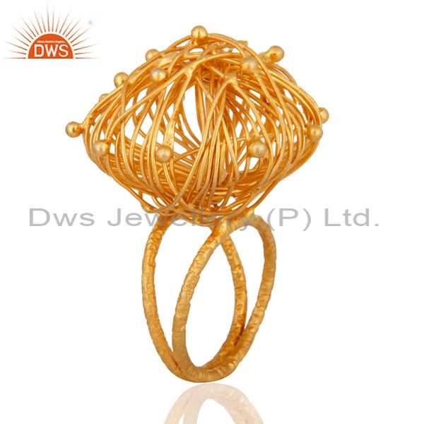 Exporter 18K Gold Plated Sterling Silver Wire Woven Next Design Cocktail Ring