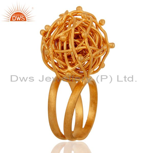 Exporter Unique Indian Hand Crafted 18k Gold Plated 925 Sterling Silver Designer Ring