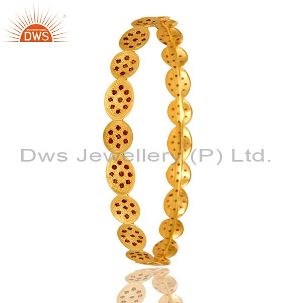 Supplier of 22k yellow gold plated garnet gemstone designer gemstone bangles