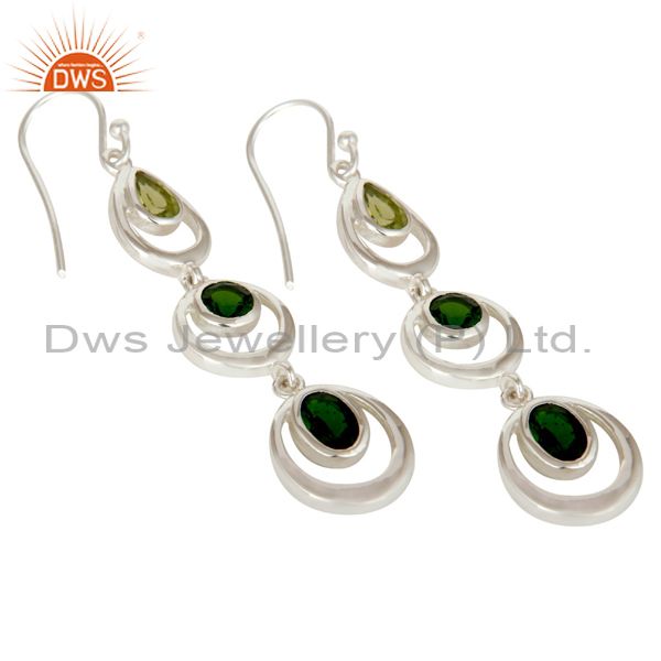 Exporter Chrome Diopsite and Peridot Sterling Silver Gemstone Dangle Earring