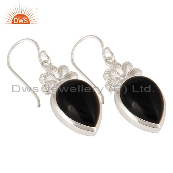 Exporter Natural Black Onyx Sterling Silver Gemstone Dangle Earrings