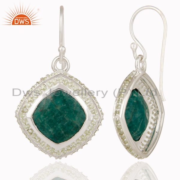 Exporter Natural Emerald and Peridot Gemstone Earrings In Sterling Silver