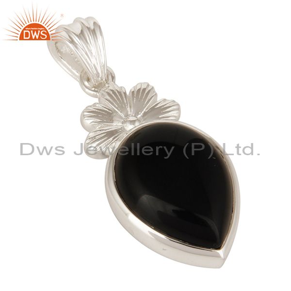 Exporter Handmade Natural Black Onyx Gemstone Sterling Silver Designer Pendant