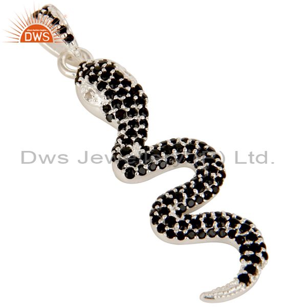 Exporter 925 Sterling Silver Snake Design Pendant With Black Spinal, Black Onyx And Topaz
