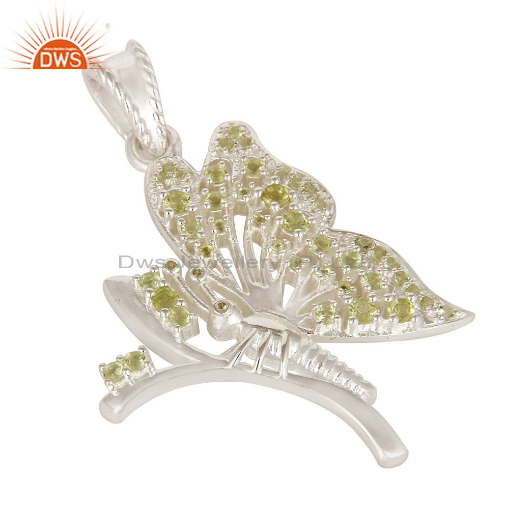 Suppliers 925 Sterling Silver Peridot Gemstone Butterfly Designer Pendant Jewelry