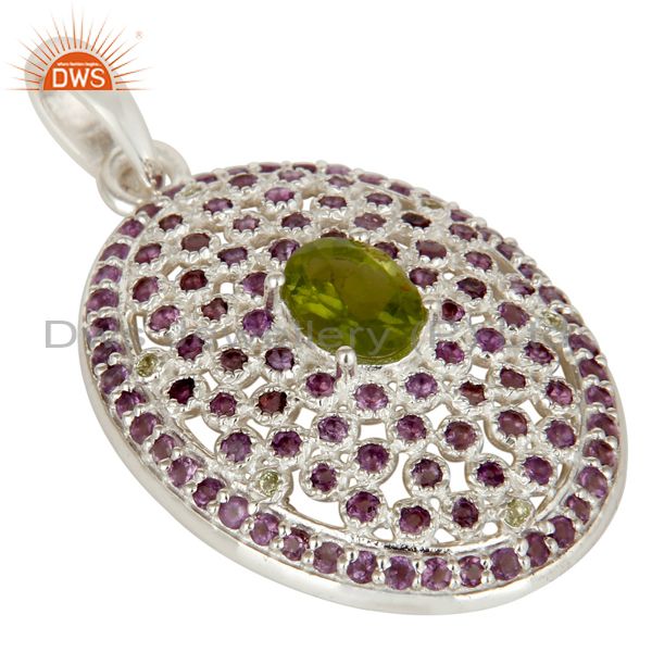 Exporter 925 Sterling Silver Amethyst And Peridot Gemstone Pendant