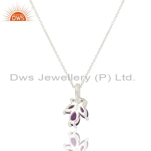 Exporter Amethyst and White Topaz Natural Gemstone Sterling Silver Pendant with Chain