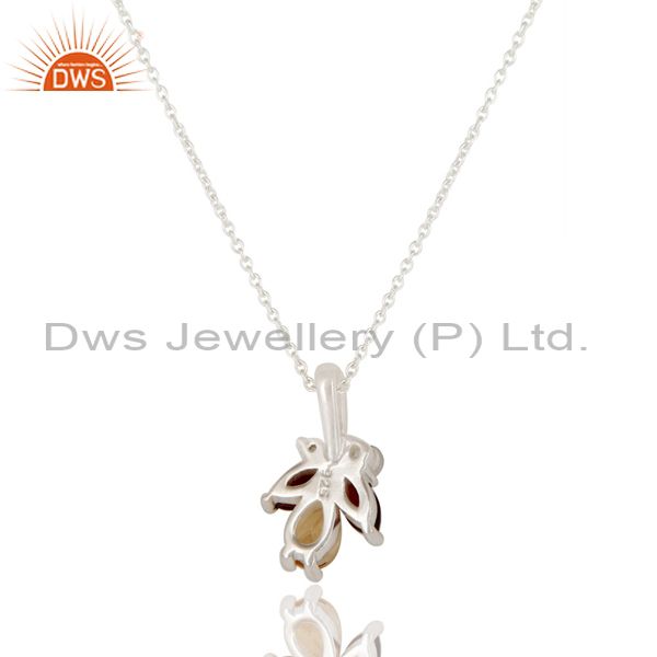 Exporter Natural Citrine, Garnet & White Topaz 925 Sterling Silver Chain Pendant Necklace