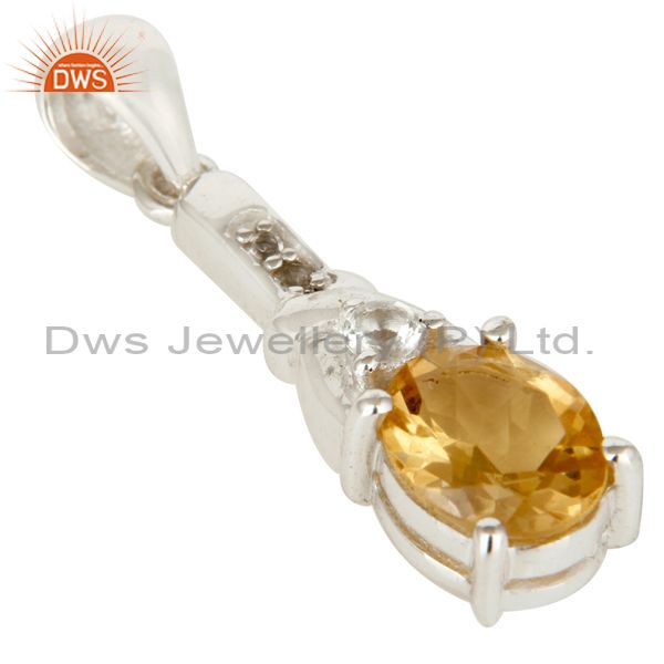 Exporter Citrine and White Topaz 925 Sterling Silver Pendant Birthstone Jewelry