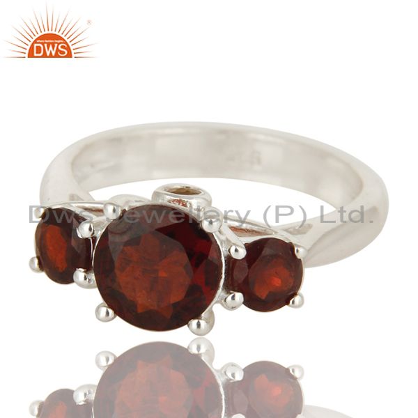 Exporter Natural Garnet And Citrine Gemstone Sterling Silver Solitaire Ring
