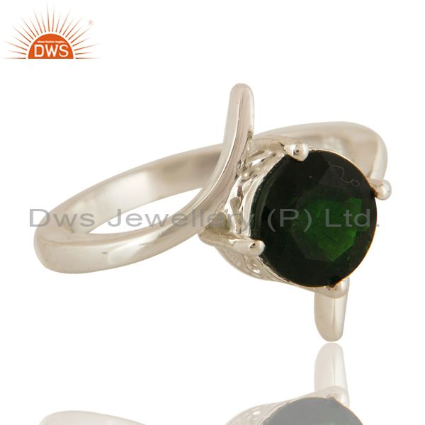 Exporter Natural Chrome Diopside Round Cut Genuine Sterling Silver Ring