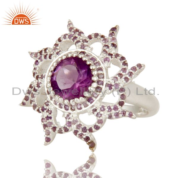 Exporter 925 Sterling Silver Natural Amethyst Gemstone Cocktail Ring Designer Jewelry