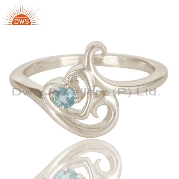 Exporter 925 Solid Sterling Silver Natural Blue Topaz Gemstone Designer Ring
