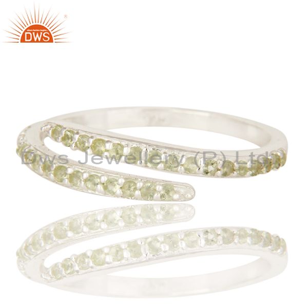 Exporter 925 Sterling Silver Natural peridot Gemstone Eternity Halo Adjustable Ring