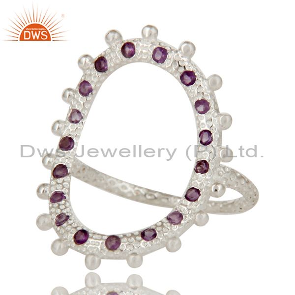 Exporter 925 Sterling Silver Purple Amethyst Gemstone Modern Eternity Oval Cutout Ring