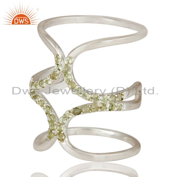 Exporter 925 Sterling Silver and Peridot Gemstone Designer Knuckle Ring