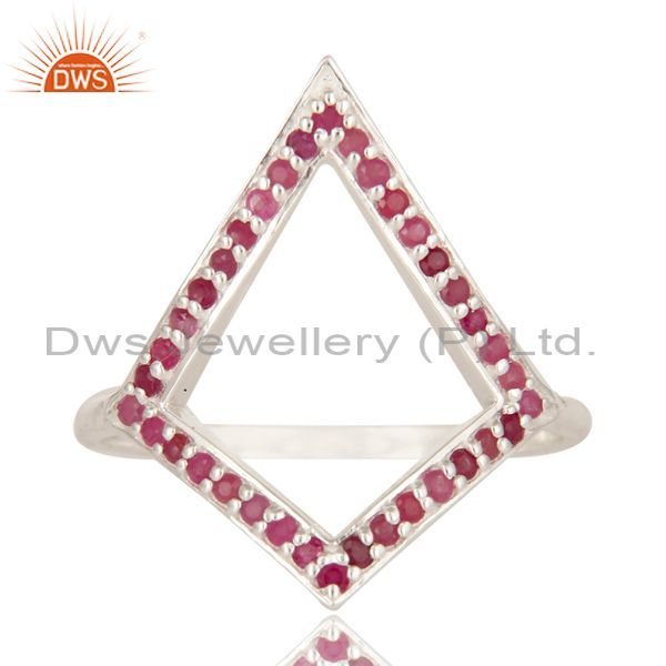 Exporter 925 Sterling Silver Ruby Gemstone Cutout Ring