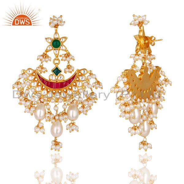Exporter Beautiful Multi Color Pearl Beads Chandelier Earring Made In 925 Sterling Silver