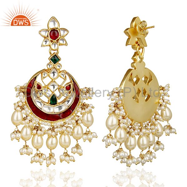 Exporter Kundan Polki 92.5 Sterling Silver Gold Plated Indian Wedding Jewellery