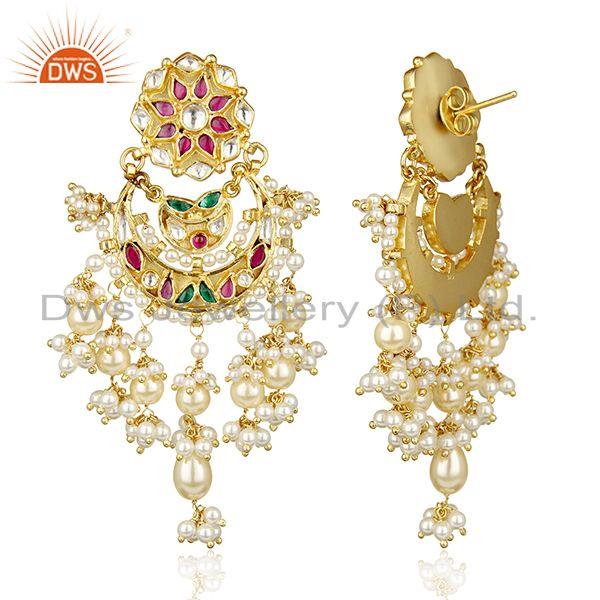 Exporter Festivity Stunner Gold Plated Bridal Indian Polkii Wholesale Silver Jewelry