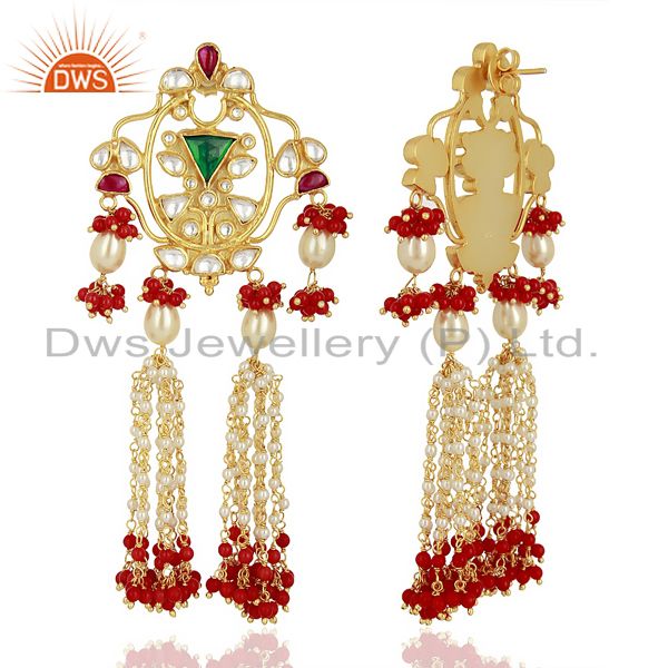 Exporter Indian Designer 92.5 Sterling Silver Gold Plated Chandelier Earring Jewelry