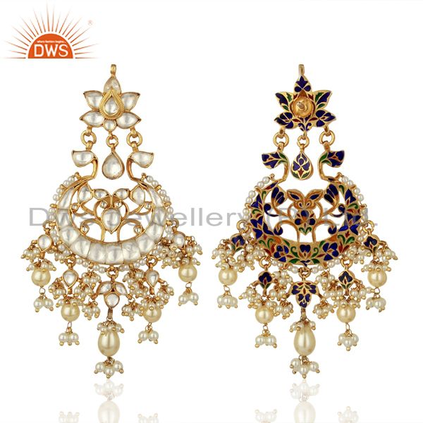 Exporter Designer Kundan Polki Sterling Silver Gold Plated Indian Bollywood Collection
