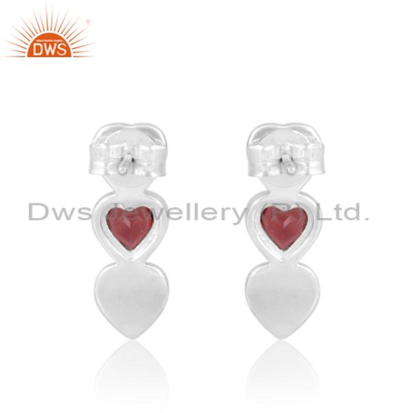 Exquisite Garnet Three Hearts Earrings for Girls