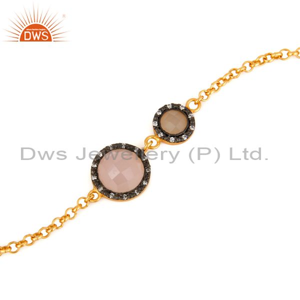 Exporter Cubic Zirconia & Chalcedony Sterling Silver With Gold Plated Designer Bracelets