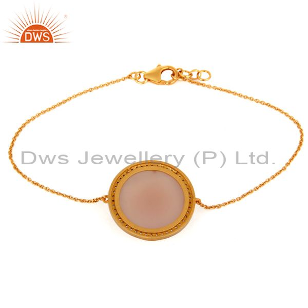 Exporter Rose Chalcedony & White Zircon Sterling Silver With Gold Plating