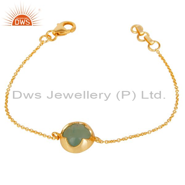Exporter 14K Yellow Gold Plated Sterling Silver Dyed Chalcedony Chain Pendant Necklace