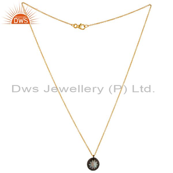 Exporter 18K Gold Plated & Black Oxidized Sterling Silver Rainbow Moonstone Chain Pendant