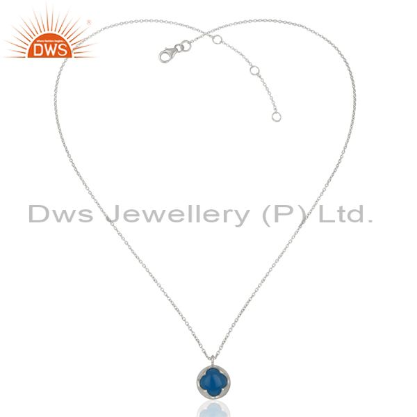 Exporter Blue Chalcodny Gemstone Sterling Silver Chain Pendant Manufacturer