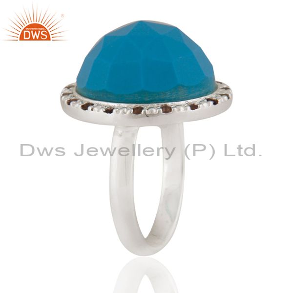 Exporter 18k Gold Plated Turquoise Gemstone & White Zircon Sterling Silver Ring 7
