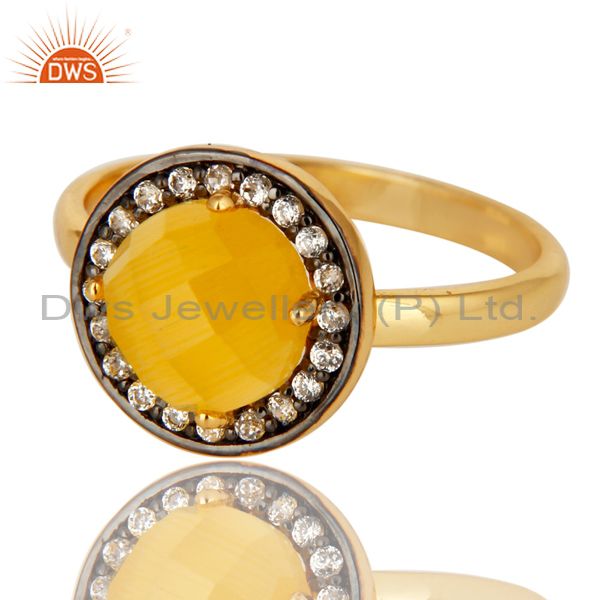 Exporter Stunning 14K Gold Plated Sterling Silver Yellow Moonstone Stone Stackable Ring