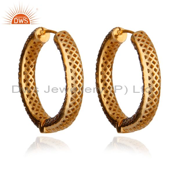 Exporter Estate 18K Yellow Gold Pave Diamond Women Fashion Dangle Earrings Jewelry