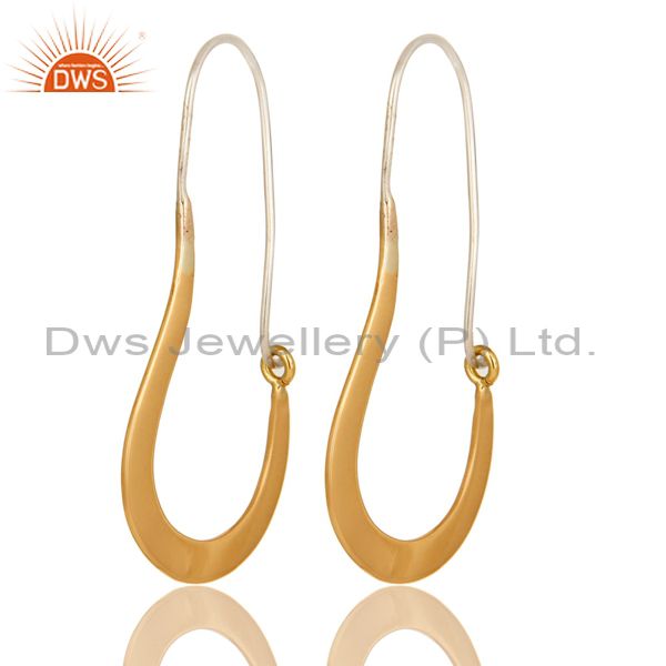 Exporter Solid 18K Yellow Gold And Sterling Silver Handmade Hoop Dangle Earrings