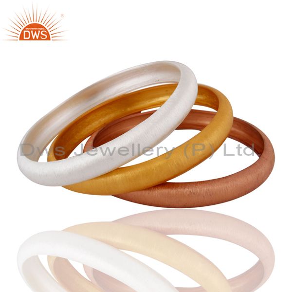 Supplier of Gold plated 925 silver satin finish women fashion bangle 3 pieces